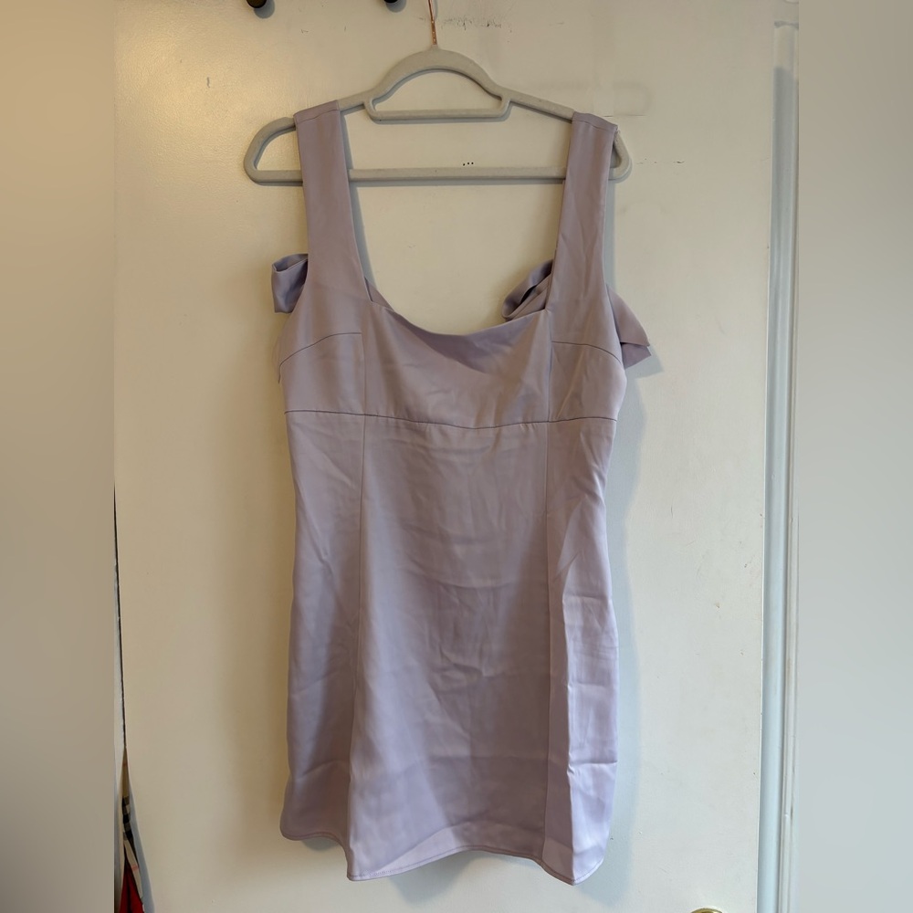 UO Bri Double Bow Satin Mini Dress - Lavender - Picture 4 of 7